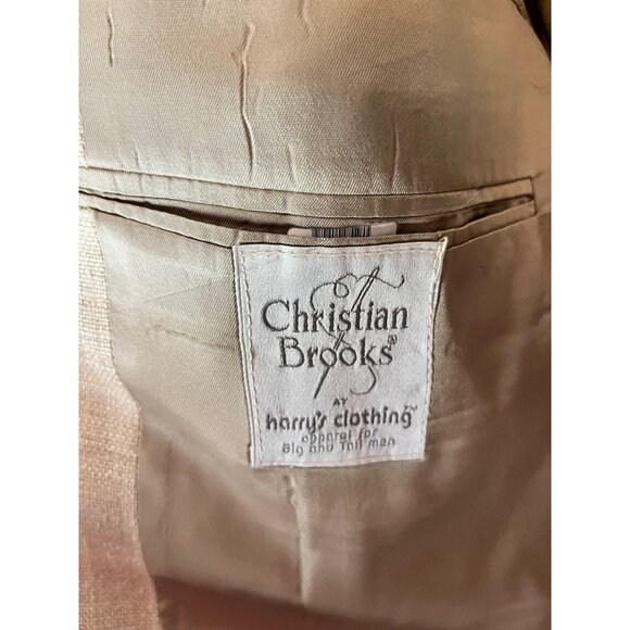 VINTAGE Christian Brooks Mens Pure Silk Beige Tan Blazer - Picture 3 of 6